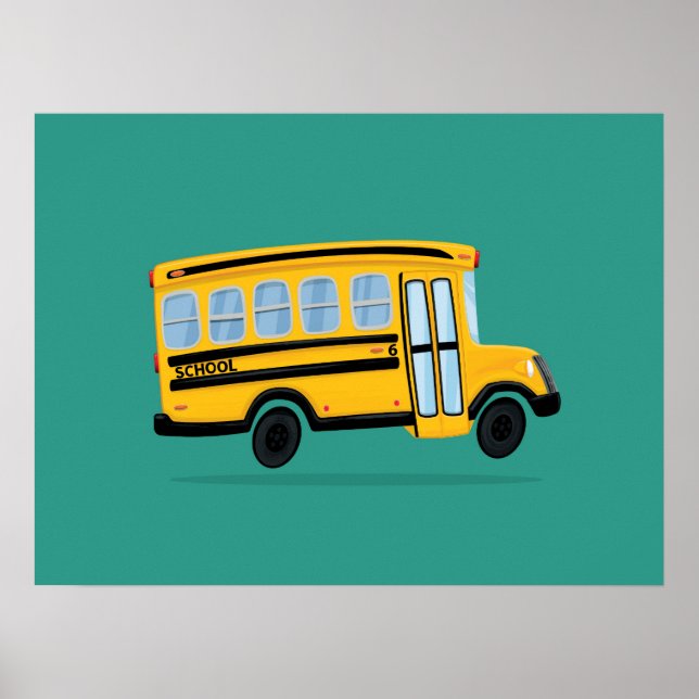 Poster Dessin de bus scolaire mignon (Devant)