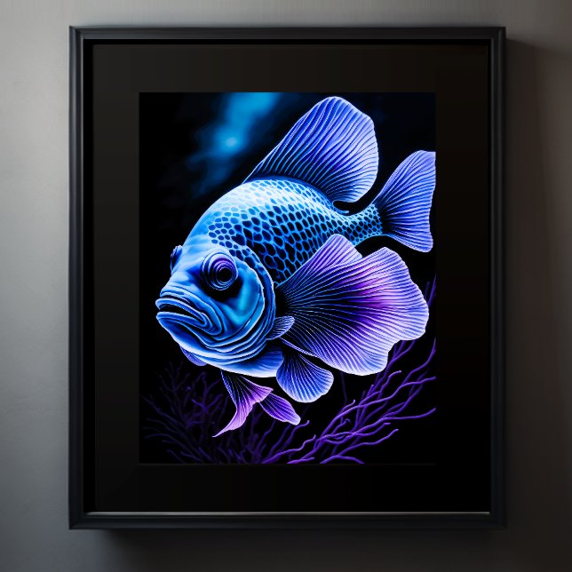 Poster Dessin de calcaire sur le poisson noir III (Créateur téléchargé)