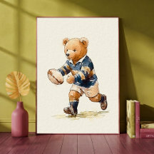 Dessin de chambre d'enfant Teddy Bear Rugby Animal