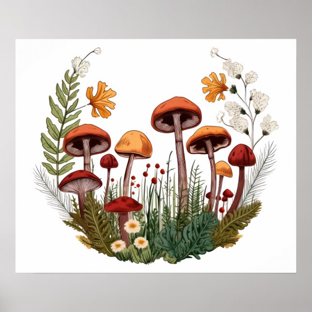 Poster Dessin de champignons (Devant)