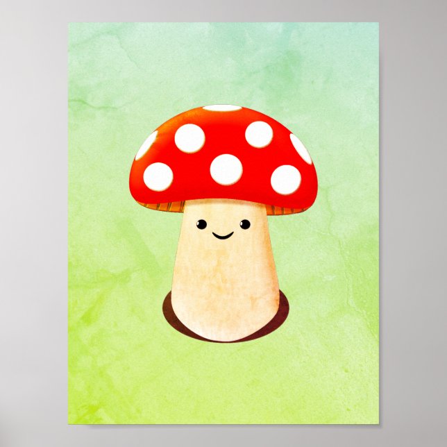 Poster Dessin de champignons mignons (Devant)
