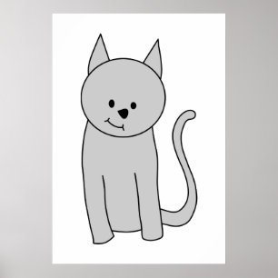 Poster Dessin de chat gris.