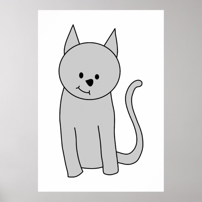 Poster Dessin de chat gris. (Devant)