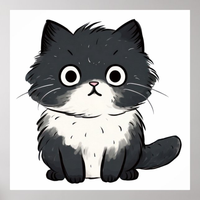 Poster Dessin de chat mignon (Devant)