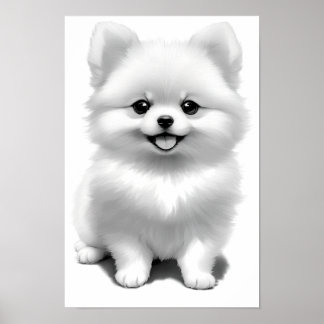 Poster Dessin de chien bébé Pomeranian mignon