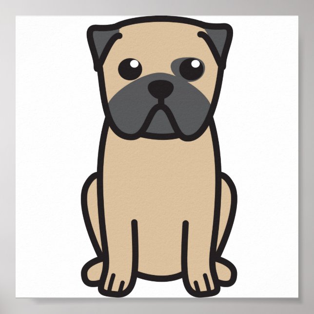 Poster Dessin de chien carlin (Devant)