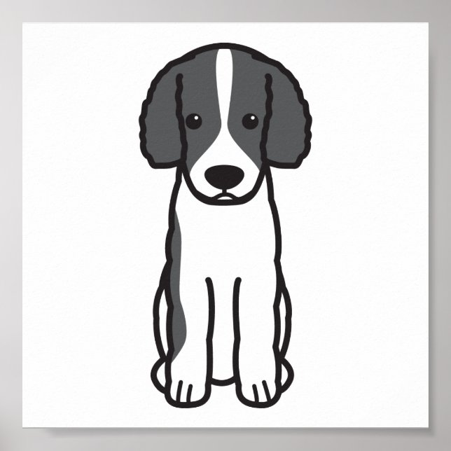 Poster Dessin de Chien d'Eau Frise (Devant)