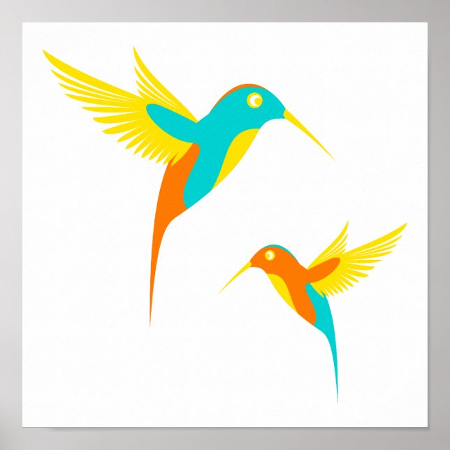 Poster Dessin de colibri coloré (Devant)