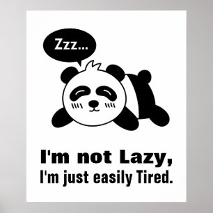 Poster Dessin de Cute and Lazy Panda