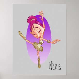Poster Dessin de danseuse de ballerine personnalisée