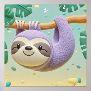 Poster Dessin de dessin accroché à la branche de l'arbre