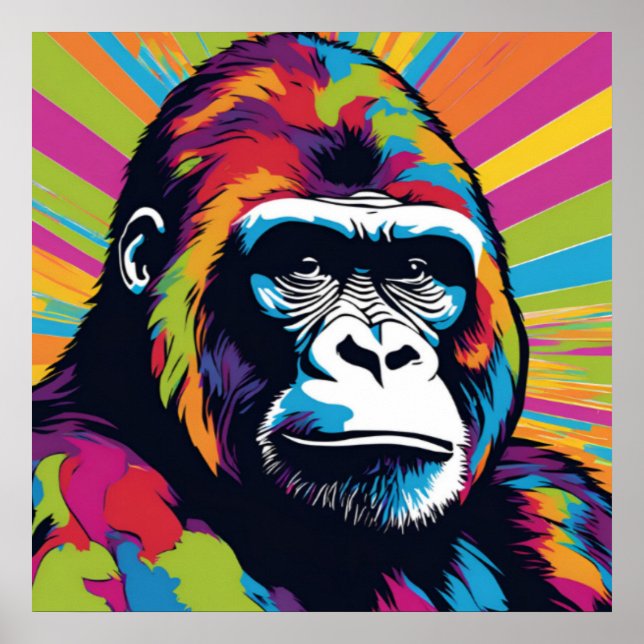 Poster Dessin de dessin de peinture Gorilla Pop (Devant)