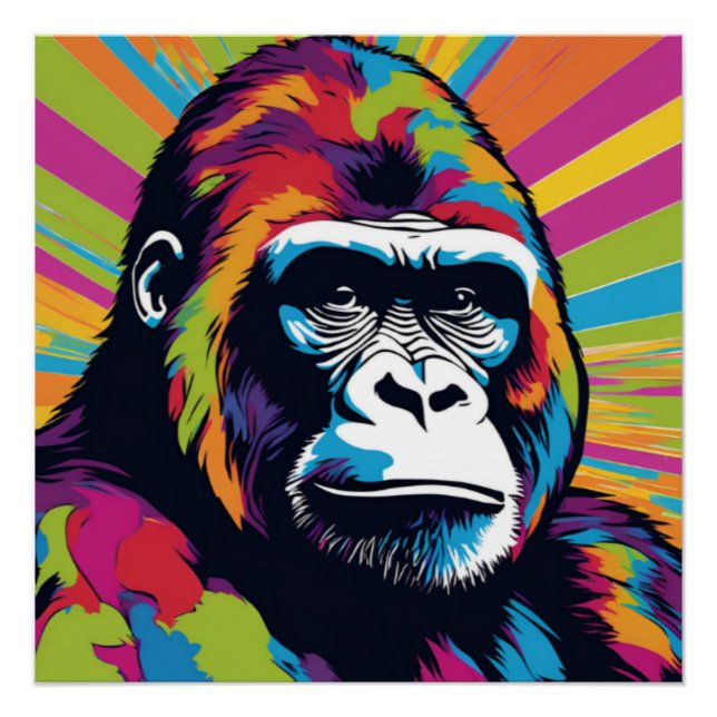 Poster Dessin de dessin de peinture Gorilla Pop (Devant)