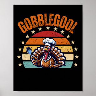 Poster Dessin de dinde Gobblegool de Thanksgiving drôle u