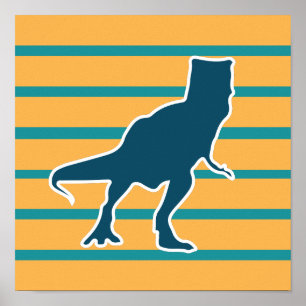 Poster Dessin de dinosaure T-rex garçons colorés