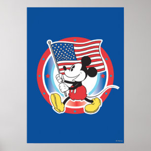 Poster Dessin de drapeau Mickey Mouse patriotique