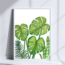 Dessin de feuilles de Monstera vertes Art au crayo