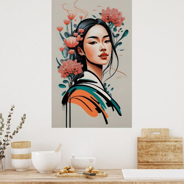 Poster dessin de fille (Cuisine)