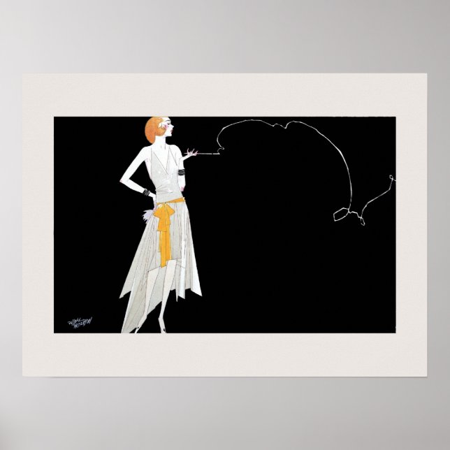 Poster Dessin de fille flapper de mode des années 1920 (Devant)