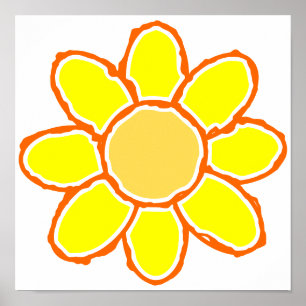 Poster Dessin de fleurs jaunes