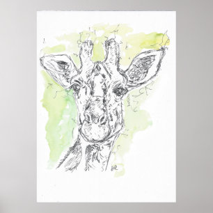 Poster Dessin de girafe.