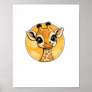 Poster Dessin de girafe mignon de style cartoon  
