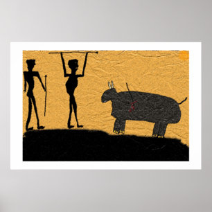Poster Dessin De Grotte Préhistorique De Chasse