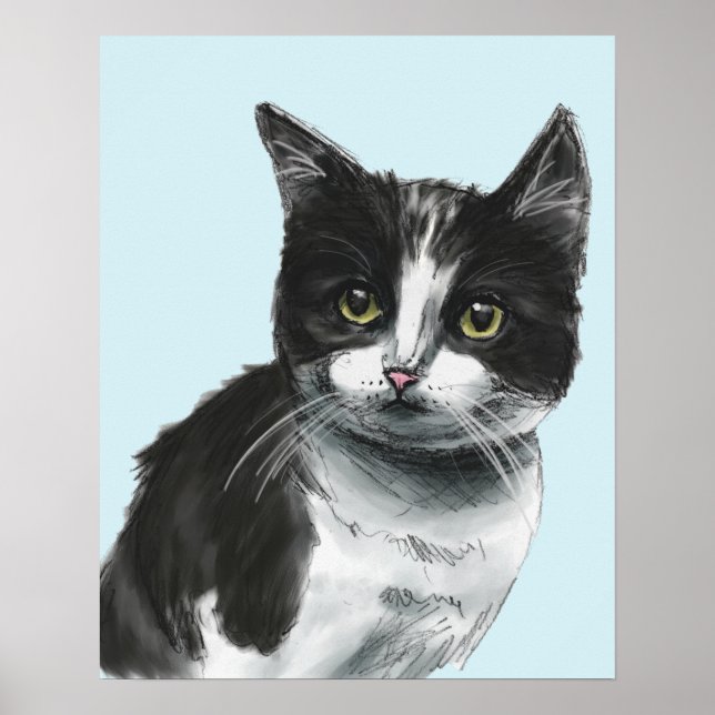Poster Dessin de Kitts Noir et Blanc (Devant)
