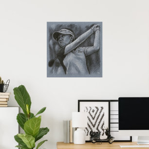 Poster Dessin de la femme Golfer - Art de golf Imprimer