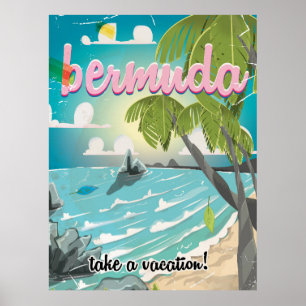 Poster Dessin de l'affiche de voyage vintage des Bermudes