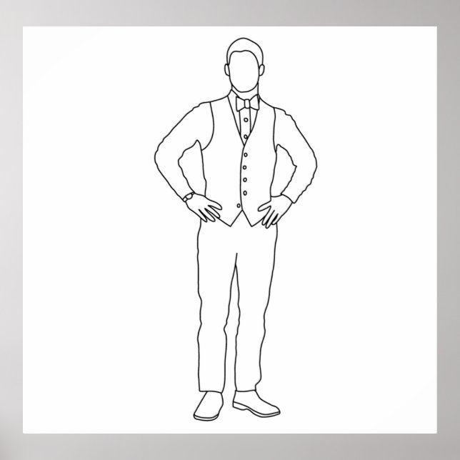 Poster dessin de ligne Blaine Anderson (Devant)