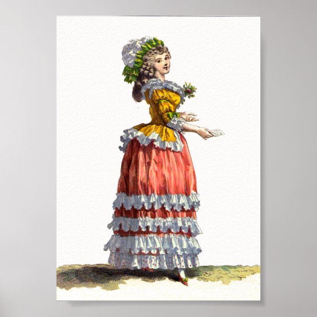 Poster Dessin de mode française Orange & Jaune (Devant)