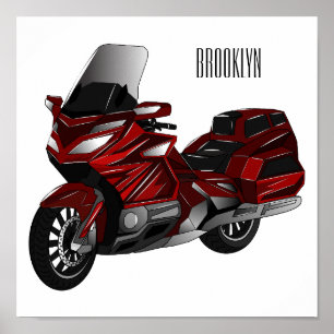 Poster Dessin de moto de tourisme