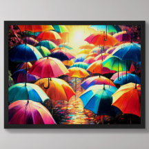 Dessin de parapluies colorés ouverts