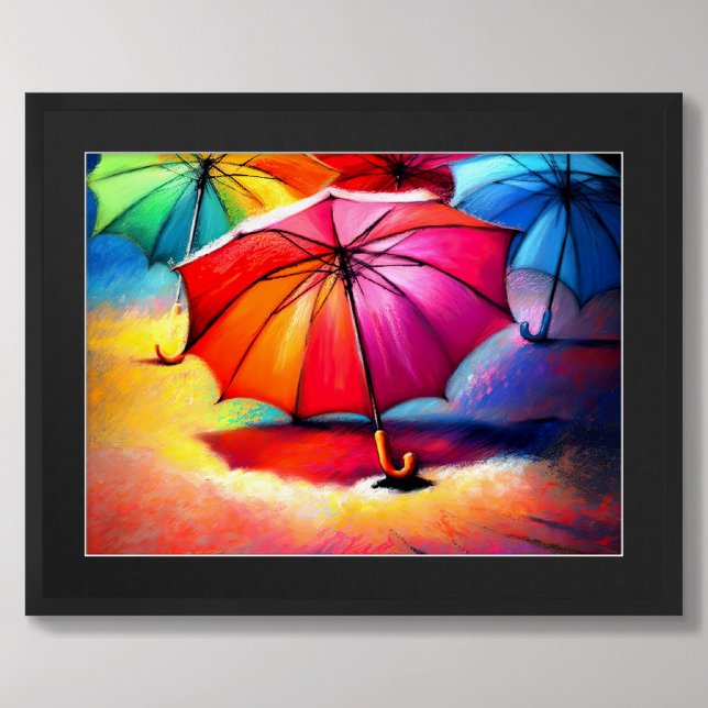 Poster Dessin de parapluies colorés ouverts II (Créateur téléchargé)