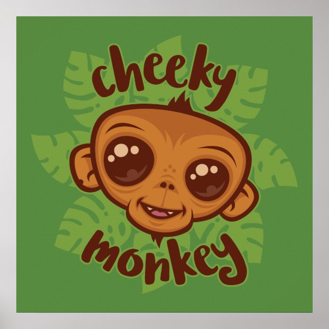Poster Dessin de primate de singe mignon (Devant)