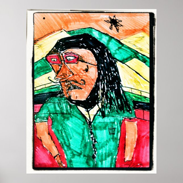 Poster Dessin de profil de lecture (Devant)