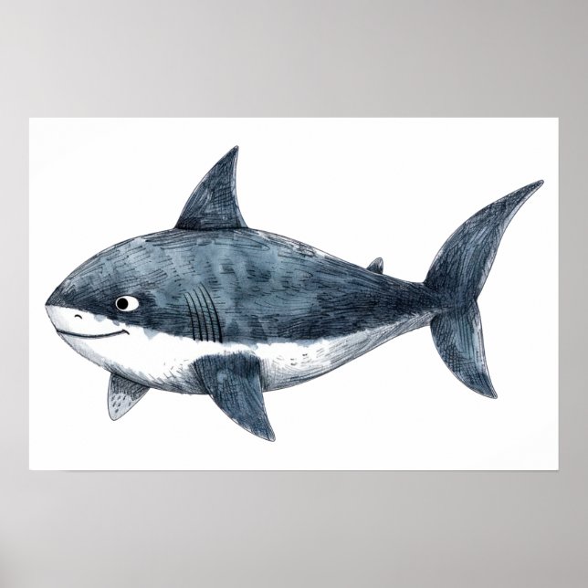 Poster Dessin de requin Petit (Devant)