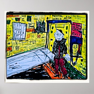 Poster Dessin de salle de psychiatrie