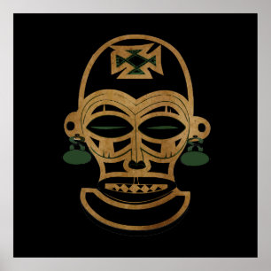Poster Dessin de tatouage de visage tribal africain abstr