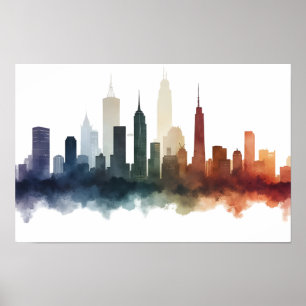 Poster Dessin de ville art aquarelle