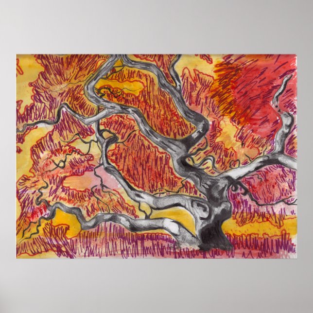 Poster Dessin d'érable japonais (Devant)