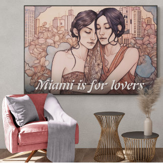 Poster Dessin des femmes du centre-ville de Miami qui se 