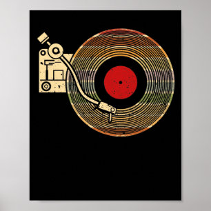 Poster Dessin d'esquisse du lecteur de vinyle vintage