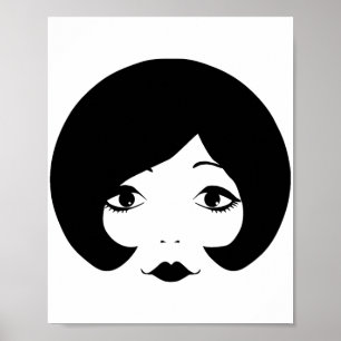 Poster Dessin dessiné des années 1960 les femmes font fac