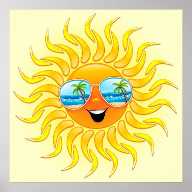 Poster Dessin d'été avec lunettes de soleil (Devant)