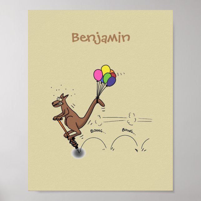 Poster Dessin d'humour australien kangourou (Devant)