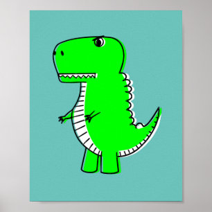 Poster Dessin Dinosaure Vert