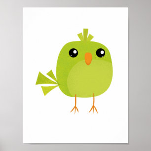 Poster Dessin d'oiseau vert