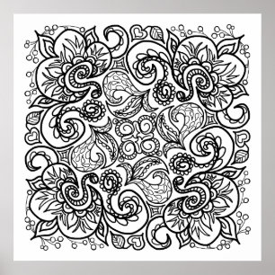 Poster Dessin Doodle Vous Ligne Couleur Art Beau